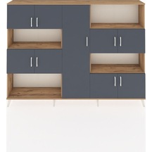 Arges Dolap 10 Raflı 9 Kapaklı 220x30x163 Çam-antrasit/çam Antrasıt/atlas Çam - Atlas Çam