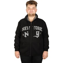 Mode Xl Erkek Sweatshirt Kapşonlu New York 20538 Siyah 001