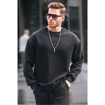 About Blank Madmext Siyah Bisiklet Yaka Oversize Şardonlu Basic Erkek Sweatshirt 6048,siyah Xl Acı Kahverengi