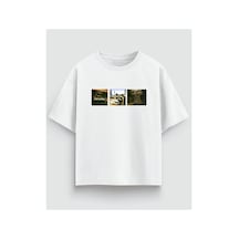 Yolo Street Rakun Grafik Baskılı Oversize Siyah Beyaz Tişört %100 Pamuk Unisex Streetwear Tişört Beyaz