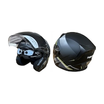 Nero Kask Çenesiz 528 Mat Siyah - Sarı D1 L Çoklu Renk