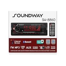 Soundway Sw-8860 Araç Oto Teyp 4x60 Watt Bt 2xusb Aux Fm App Kontrol 7 Renk Ekranlı