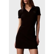 Calvin Klein Logolu Pamuklu Polo Yaka Mini Elbise Lv047g237gub1 Bayan Elbise Lv047g237g Ub1 Siyah