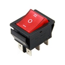 Tekli Geniş Işıklı Anahtar On-Off-On 6P (Siyah-Kırmızı)