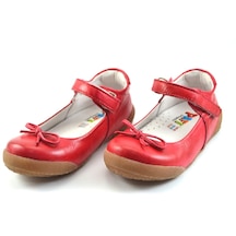 Pafi 295 Kırmızı Hakiki Deri Kız Çocuk Babet Ayakkabı Kırmızı