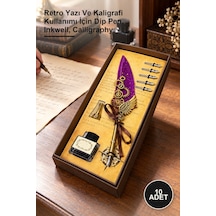 10 Adet Vintage Divit Hokka Seti Retro Yazı Ve Kaligrafi Kullanımı İçin Dip Pen, Inkwell, Calligraphy