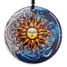 23 Cm Çap - Güneş, Dalga Kozmik Enerji Füzyon Cam Duvar Süsü