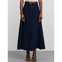 Zarına Kot Etek, Uzun A-kesim, Kemerli 338462141 Mavi