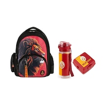 Taraftar Galatasaray Çanta+ Suluk+ Beslenme Kabı Set 10 Çok Renkli