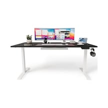 Uprise Comfort Çift Motorlu Yükseklik Ayarlı Masa 72 121 Cm - Beyaz Beyaz Ayak/siyah Tabla, 140x70 Cm Diğer