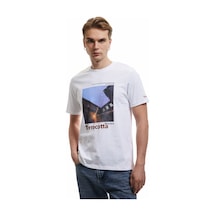 Koton Bisiklet Yaka Kısa Kollu Regular Fit Pamuklu Baskılı Tişört Beyaz 5sam10124hk Beyaz