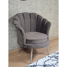 Zafir Tekli İstiridye Krom Kaplama Sivriltme Ayak Çay Seti Koltuk Tekli Berjer , Balkon, Salon, Ofis Kahverengi