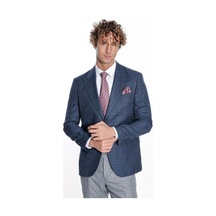Wessi Desenli Slim Fit Lacivert Erkek Ceket 001