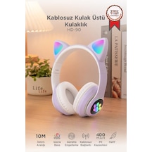 Özel Seri Dinleme Teknoloji Kedi Bluetooth Kulaklık Kulak Üstü Hd90 Mor