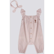 U.S. Polo Assn. Lisanslı Buttond Krem Kız Bebek Tulum 5274-43298 Vizon