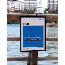 Nissan R34 1998-2002 Car Serie Özel Tasarım Siyah Çerçeveli Tablo Poster