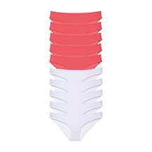 Royaleks 10 adet Eko Set Likralı Kadın Slip Külot Fuşya Beyaz RYL-EKO10030 Beyaz - Fuşya