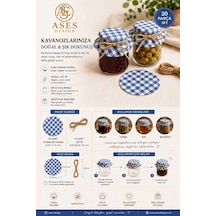 Mavi Pötikare Kavanoz Kapağı Süsleme Seti 20 Parça 10 Kumaş 10 Jüt İp