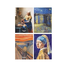 Art Journal 4'lü Kareli Tel Dikişli Defter Seti Renkli Karton Kapak, Hafif Kağıt, A6 Toplam 288 Sayfa