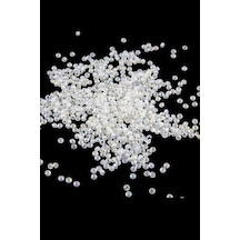 Beyaz Şeffaf 4 Mm Basık Boncuk Akseuar Takı Malzeme 25 Gr