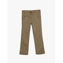 Koton Pantolon Slim Fit Beli Lastikli Cepli Viskon Karışımlı Kahverengi Desenli 5wkg40254ak Kahverengi Desenli Kahverengi
