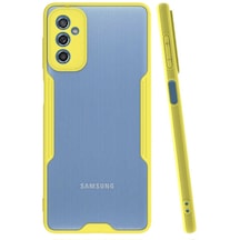 Samsung Galaxy Uyumlu M52 - Kılıf Kenarı Renkli Arkası Şeffaf Parfe Kapak - Sarı