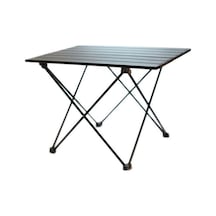 Alüminyum Katlanır Kamp Masası Piknik Yemek Pişirme Plajı Için Kare Masa S - Siyah