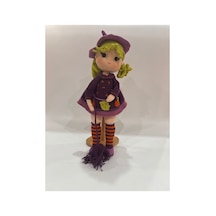 El Örgüsü Amigurumi Cadı Kız Bebek 41 Cm Halloween Dekorasyon & Çocuk Hediyesi Mor