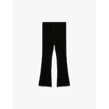 Koton Beli Lastikli Basic İspanyol Paça Kadife Tayt Siyah 6wmg40075ak Siyah