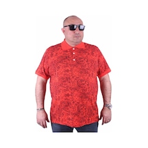 Starbattal Büyük Beden Polo Yaka Tişört Şal Desen 23410 Nar Çiçeği - 3Xl Narçiçeği