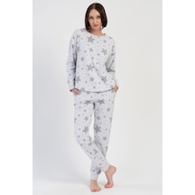 Vienetta Kadın Jakarlı Uzun Kol Gri Pijama Takım C2t3n0o204 001