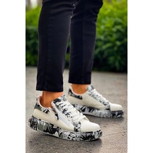 Bağcıklı Crocodile Beyaz Siyah Günlük Erkek Ayakkabısı Beyaz5 Beyaz