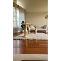 Simillo Ahşap Mantar Sehpa 3 Lü Altın Renk Doğal Zigon Ve Fiskos Kod:trd11345 Kahverengi