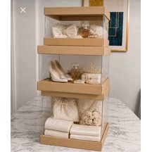 Asetat Gelin&damat Çeyiz Bohça Kutusu Kraft 3'lü Set 1 Takım Şeffaf Katlanabilir Demonte Söz Nişan Hediyelik Büyük 23,5 23,5 40cm Orta 23,5 23,5 25cm Küçük 23,5 23,5 15cm
