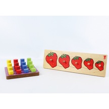 Ahşap Büyükten Küçüğe Sıralama Daktilo-Çilekli Puzzle
