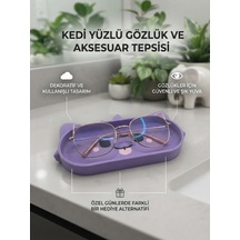Mor Kedi Karakter Figür Tasarımlı Gözlük Tutucu Ve Çok Amaçlı Organizer