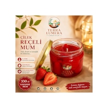 Çilek Reçeli Kokulu Dekoratif Mum 330 Cc Kavanoz Mum Kırmızı