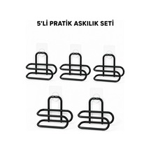 Mey İthalat Siyah Metal Wc Kağıtlık Yapışkanlı Tuvalet Kağıdı Rulo Tutucu 5 Adet Avantajlı Set Çok Renkli