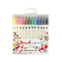 Pentel Brush Sing Pen Twin Çift Taraflı Fırça Uçlu Kalem 12 Renk Çok Renkli
