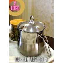 Yunusoğlu Home Paslanmaz Çelik 2.00 Litre Sütlük Sosluk 2 Parça K Gümüş