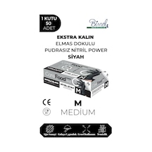 Nitril Siyah Power Muayene Eldiveni M - 1 Paket 50 Li