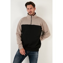 Buratti Regular Fit Fermuarlı Dik Yaka Içi Tüylü Yumuşak Şardonlu Kışlık Erkek Sweat 5905343 Sütlü Kahve