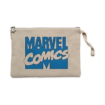 Marvel Comics Blue Logo Krem Clutch Cüzdan / El Çantası Krem