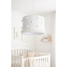 Bebek Odası Avize 30x20 Cm El Yapımı Çiçek Detaylı Tasarım Avize Beyaz