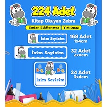 Sevimli Zebra Temalı Okul Kreş Kişiye Özel İsim Etiket Seti - Model 177 Çok Renkli