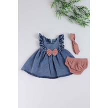 Trendimizbir Fiyonklu Bandanalı Kız Bebek Elbise-4909-gülkurusu