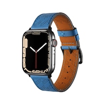 Watch 40mm Uyumlu Krd-76 Pu Deri Kordon Strap Kayış Clo- Mavi