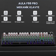 F99 Pro 3 Modlu Rgb Hot Swap Mekanik Nimbus V3 Switch Kablosuz Makrolu Klavye Gradyan Gri Diğer