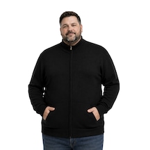 Battalmoda Erkek Büyük Beden Siyah Basic Cepli Triko Hırka 3xl-4xl-5xl-6xl