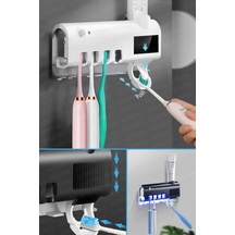 Akıllı Uv Sterilizatör Diş Macunu Sıkacağı Güneş Enerjili Uv Sterilizatör 4'lü Diş Fırçası Tutucu Çok Renkli